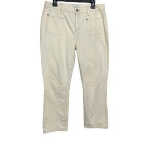 Current/Elliott Cream Utility Straight Leg Jeans Size 31 Off White Denim